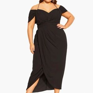 City Chic Entwine Tulip Drape Maxi Dress black Size 22
